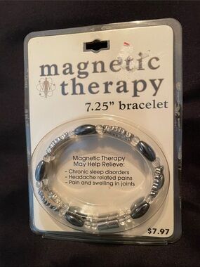 Magnetic Therapy 7.25" Bracelet - Silver and Hematite